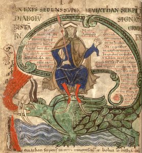 Anti-Kristus istuu Leviathanissa Liber Floridusista, Lambert de Saint-Omer, 1120